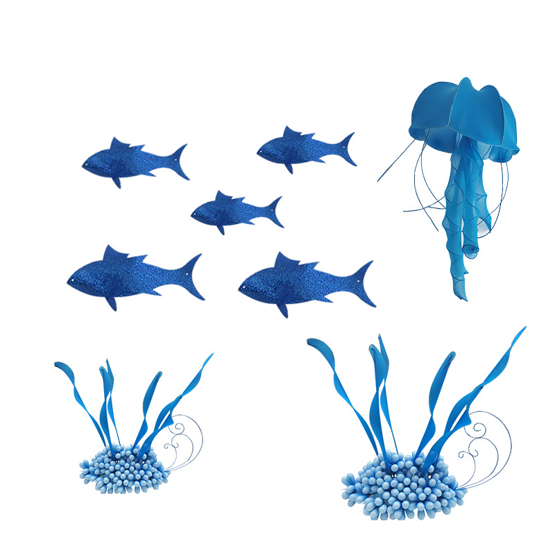 Spring and Summer new art gallery props ocean fish theme wedding stage background show window decoration layout props