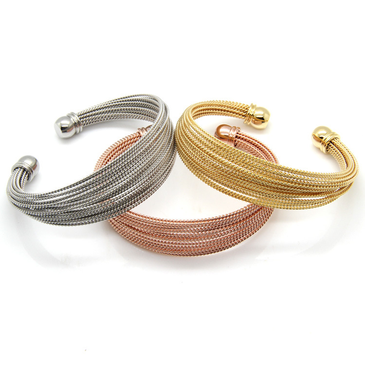 Fashion titanium steel stainless steel twisted wire combination open bracelet trend all match manufacturers wholesale