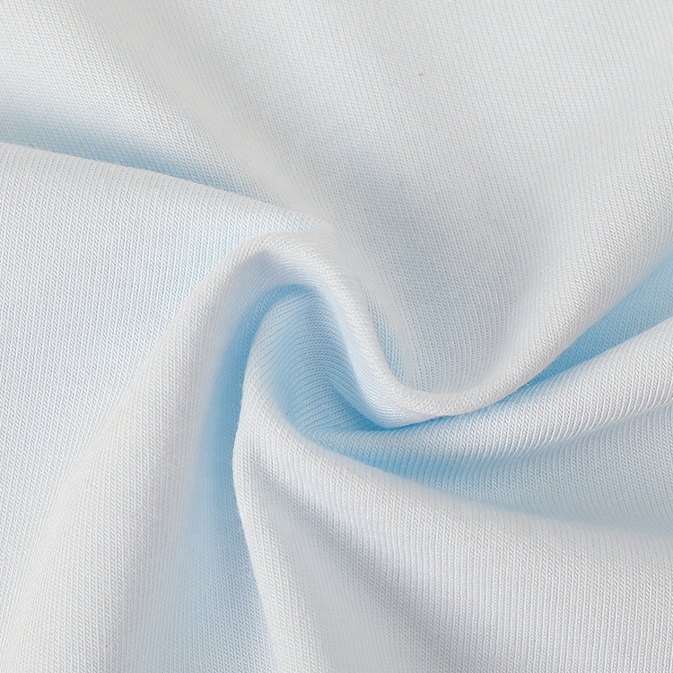Custom OEM ODM Biodegradable 175CM 170GSM 47.5% Cotton 47.5% Viscose 5% Spandex Single Knitted Stretch Spandex Jersey Fabric