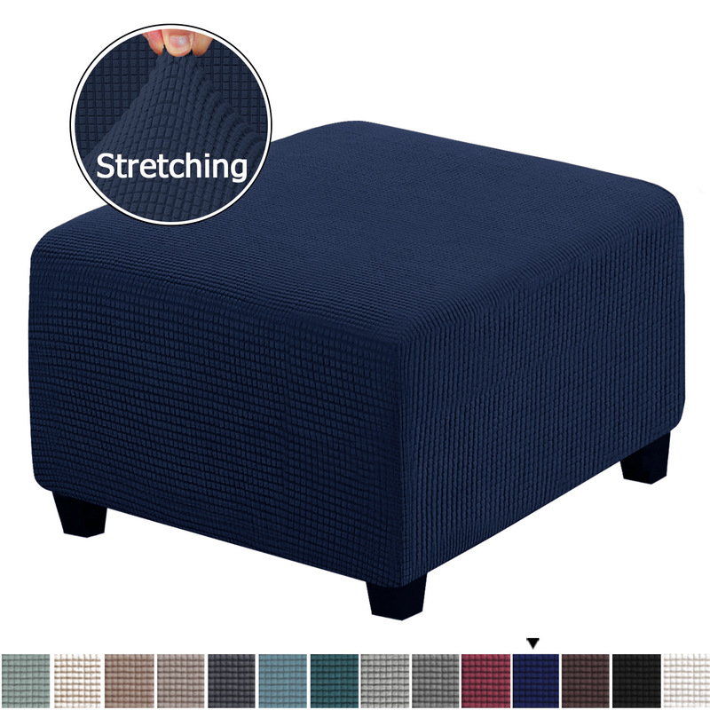 Hot selling Ottoman Slipcovers Solid Colors Bench Covers Stretch Upholstered Footstool Seat Covers Green Blue