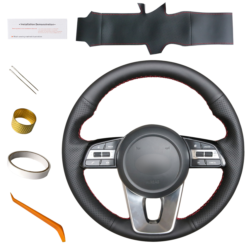 Персонализированный черный кожаный чехол на руль для Kia Optima K5 2011 2012 2013 2014 2015 2016 2017 2018 2019