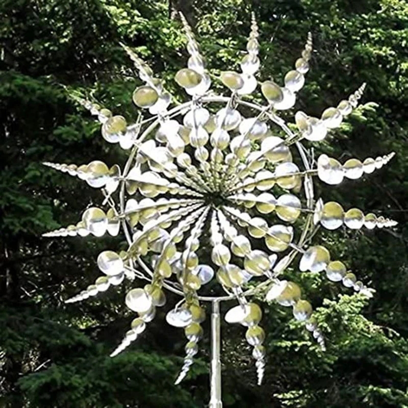 Magical Metal Windmill 3D Wind Powered Kinetic Sculpture Metal Windmill for Yard and Garden