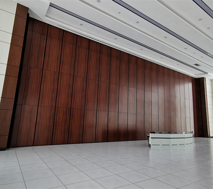 Soundproof Sliding Partition Wall For Reception Room Fireproof Automatic Operable MDF Fabric Sliding Wooden Walls
