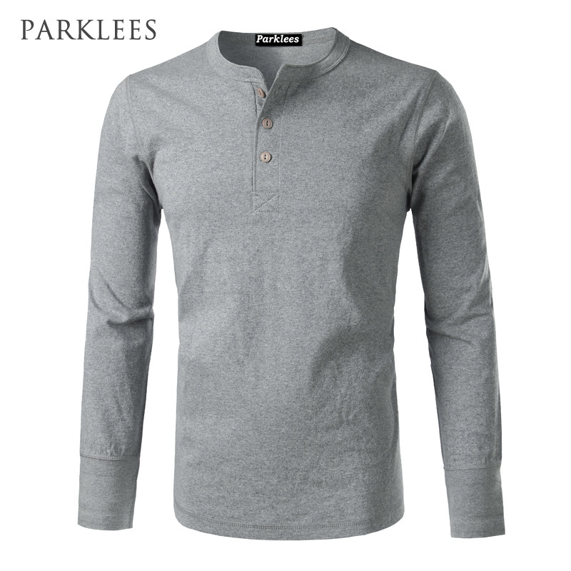 Men's Clothing Classic American Casual Heavy Henley T Shirt Men Amekaji Fashion Mens Slim Fit Long Sleeve Tshirt Tee HommeMen's