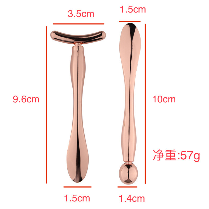 Zinc alloy facial face cream spoon cosmetic eye cream massage stick with T sharp face facial massager