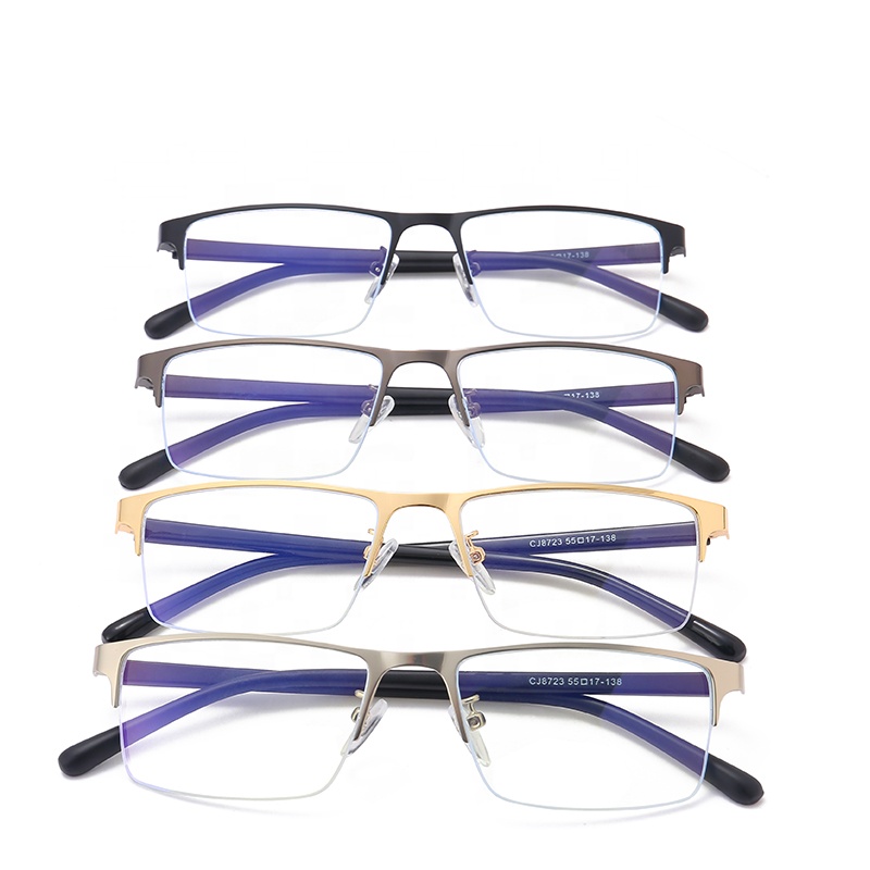 New metal half frame anti-blue light business men square glasses frame