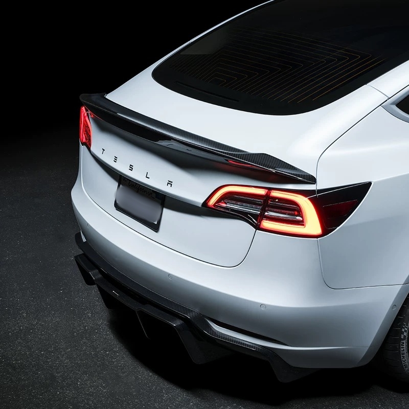 V-образный матовый черный Задний спойлер из углеродного волокна для Tesla Model 3, задний спойлер из углеродного волокна для багажника губ 2017-2019