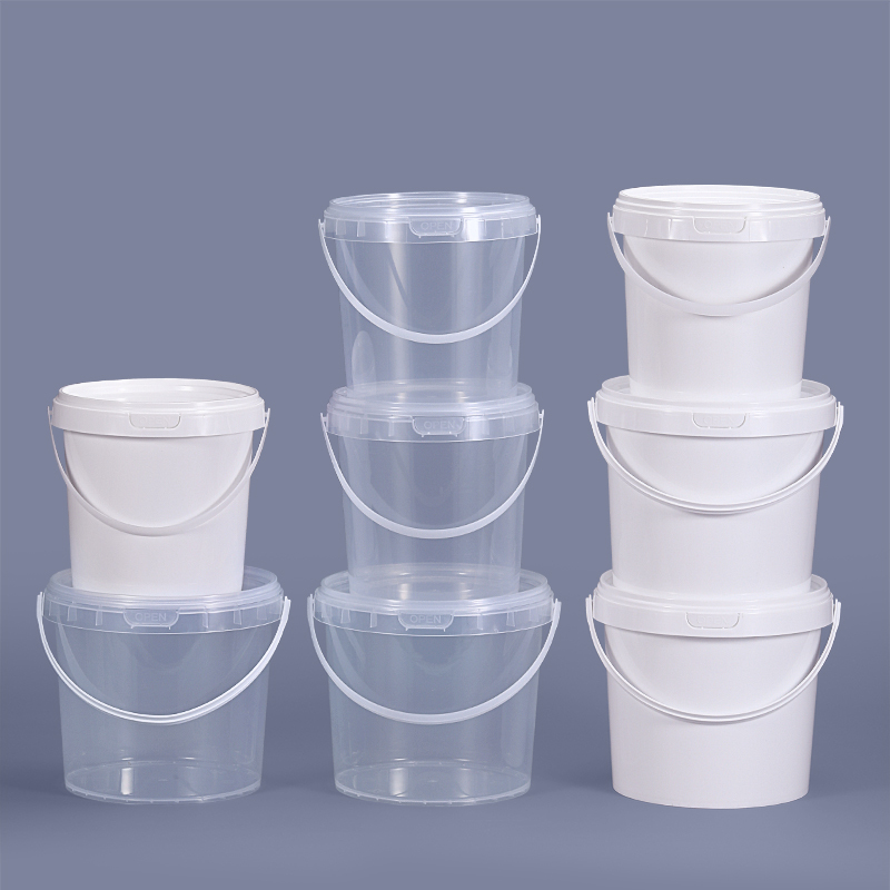 Hot Sale Transparent Bucket 300ml~5L Food Grade PP Round Pail With Plastic Handle For Food Water Gift