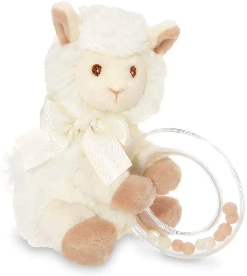 Customized 5.5 inches Baby Plush Stuffed Animal Llama Shaker Ring Rattles