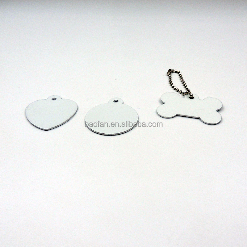 Factory price double sides Sublimation aluminum dog id name tag pendant heat transfer blanks pet tag