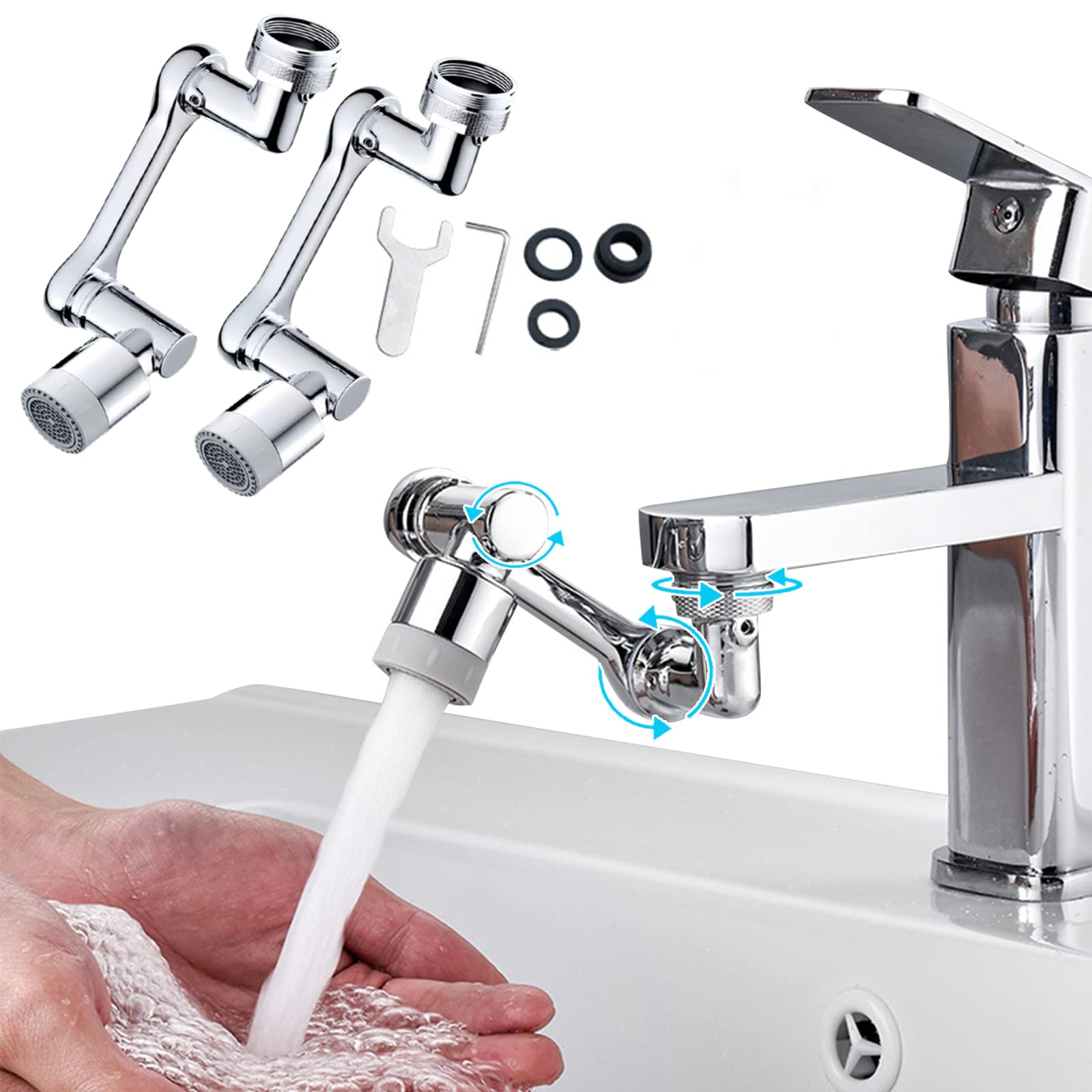 Cheap 1080 Degree Swivel Robotic Arm Swivel Extension Faucet Aerator Universal Rotatable Multifunction Bathroom Sink Extender