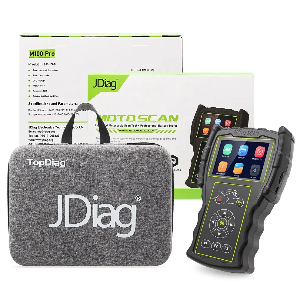 New Product Jdiag M100 Pro Moto Scanner Motorcycle Diagnostic Tool+12V Battery Testing Machine Wholesale
