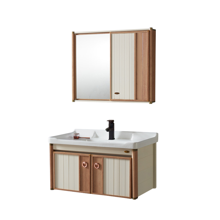 aluminum wooden wall corner luxury Vanity bathroom cabinet with mirror