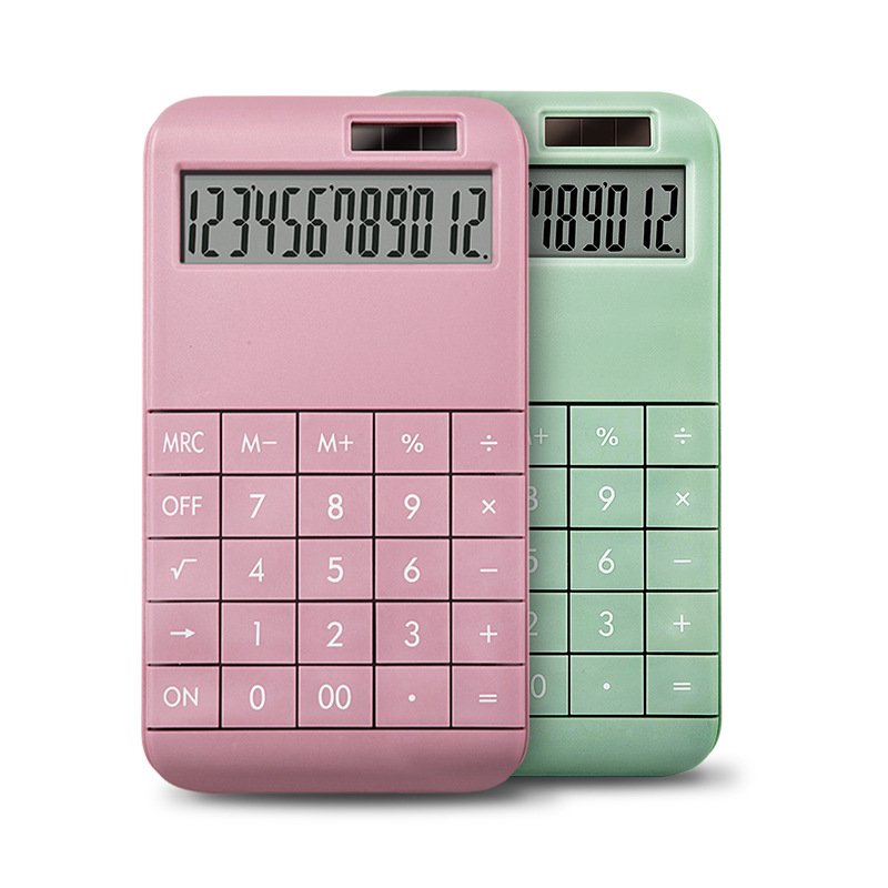 DIY High Quality color Eco-friendly Solar 12 Digits Calculator for Office Table Dual Drive HD Display Automatic Power Off