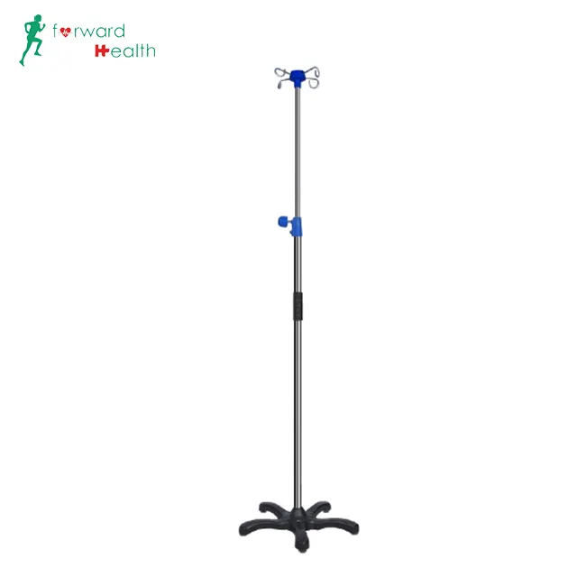 Stainless Steel Infusion Stand IV Pole Mobile IV Drip Stand With Hooks