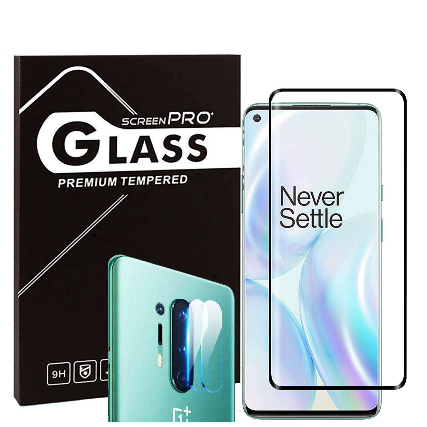3D Edge Glue Tempered Glass Screen Protector for Oneplus 8 pro +Camera Lens Protector HD Clarity Anti-Fingerprint Anti-Scratch