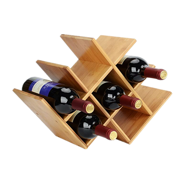 Butterfly Wine , 8 Bottle Countertop Horizontal Storage Rack, Compact Design, Natural Bamboo Finish