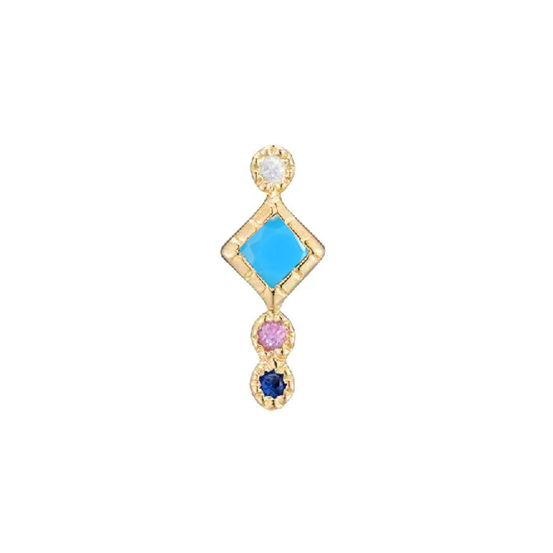 CANNER 2021 INS 925 Sterling Silver Minimalist Bling Turquoise Zircon Piercing Earrings For Women
