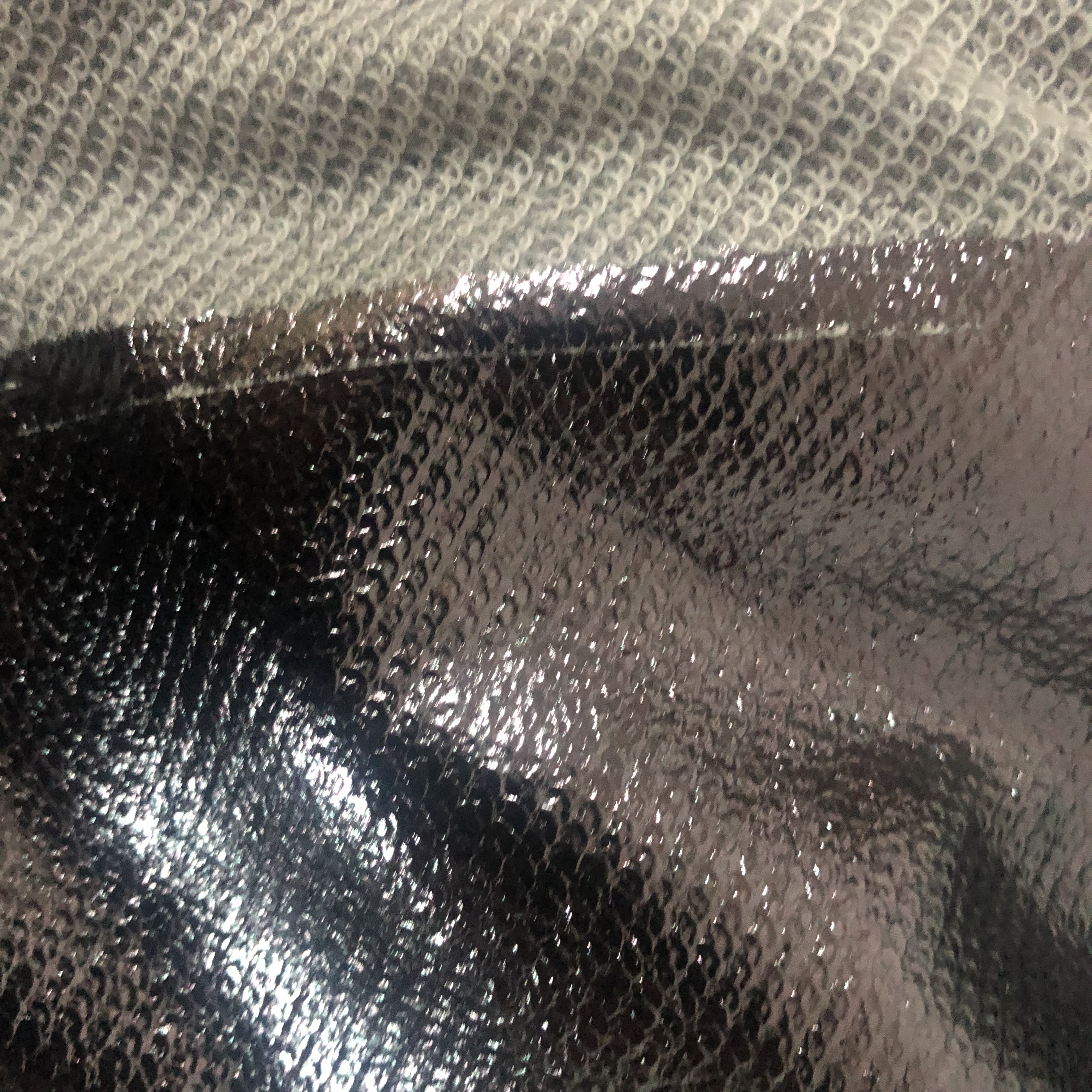 65% polyester and 35% cotton terry fabric foil silver