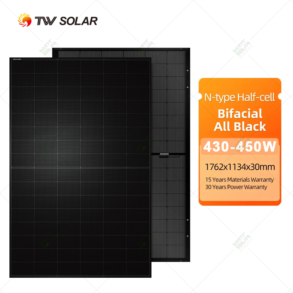 TW USA EU Stock TOPCon Pv Module Solar Panel Solar Photovoltaic Panels 430w 400w 500w 450w 550w Bifacial All Black Solar Panels