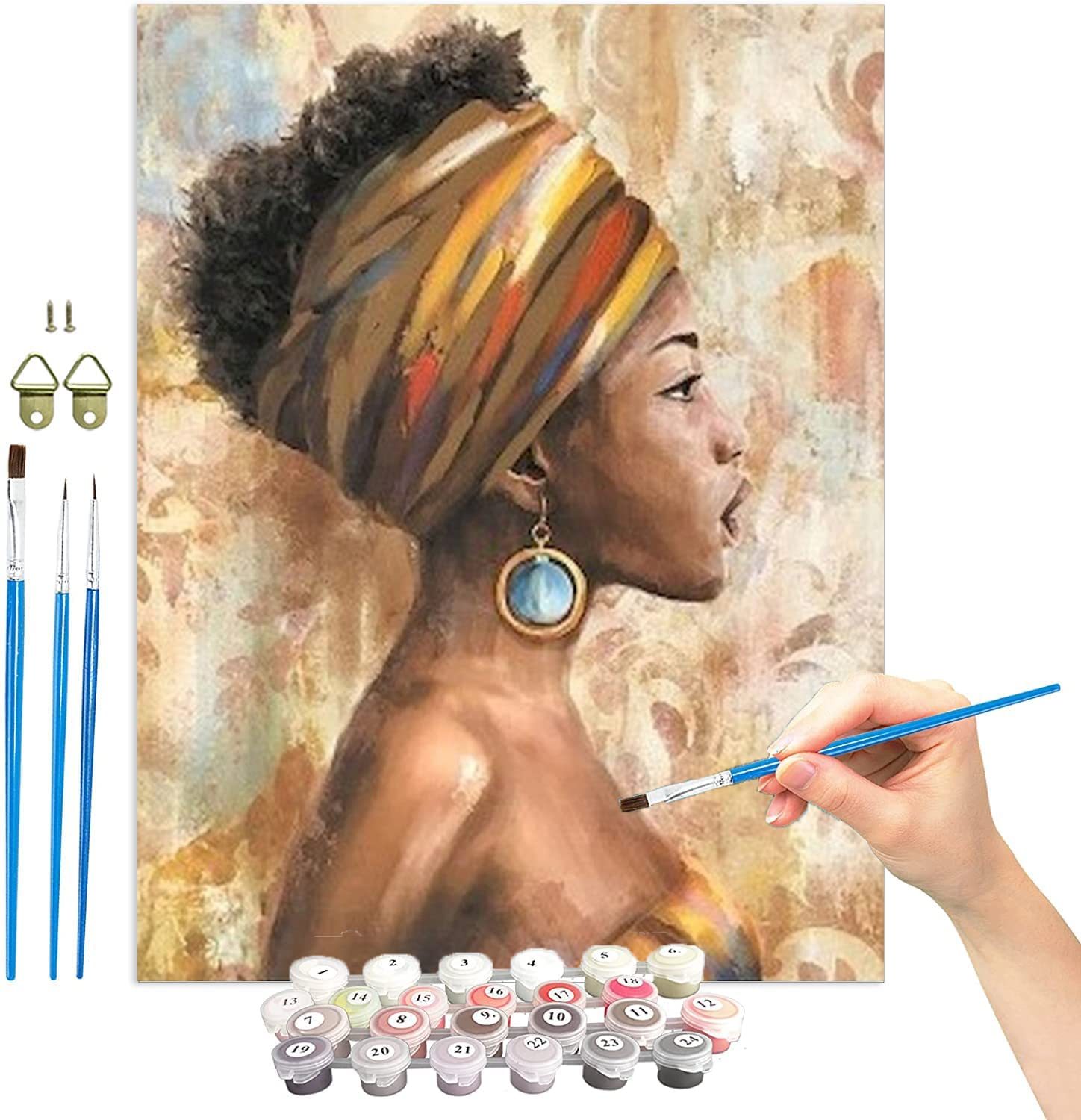 Kids Beginners Adults Pictures Kits on Canvas African Woman acrylic hand-painted landscape oil painting paint by number