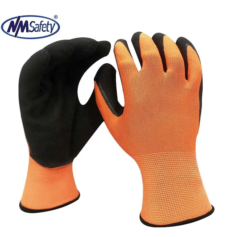 Новые латексные перчатки NMSAFETY 2021 для сада, дома и строительства, с оранжевым нейлоном или полиэфиром и черным латексом