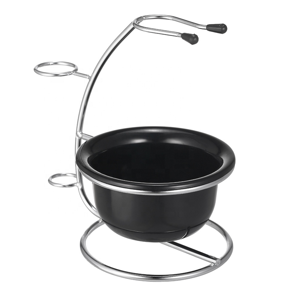 Metal Shaving Razor Stand With ABS Soap Bowl Beard Brush Holder Shaving Foam Bowl