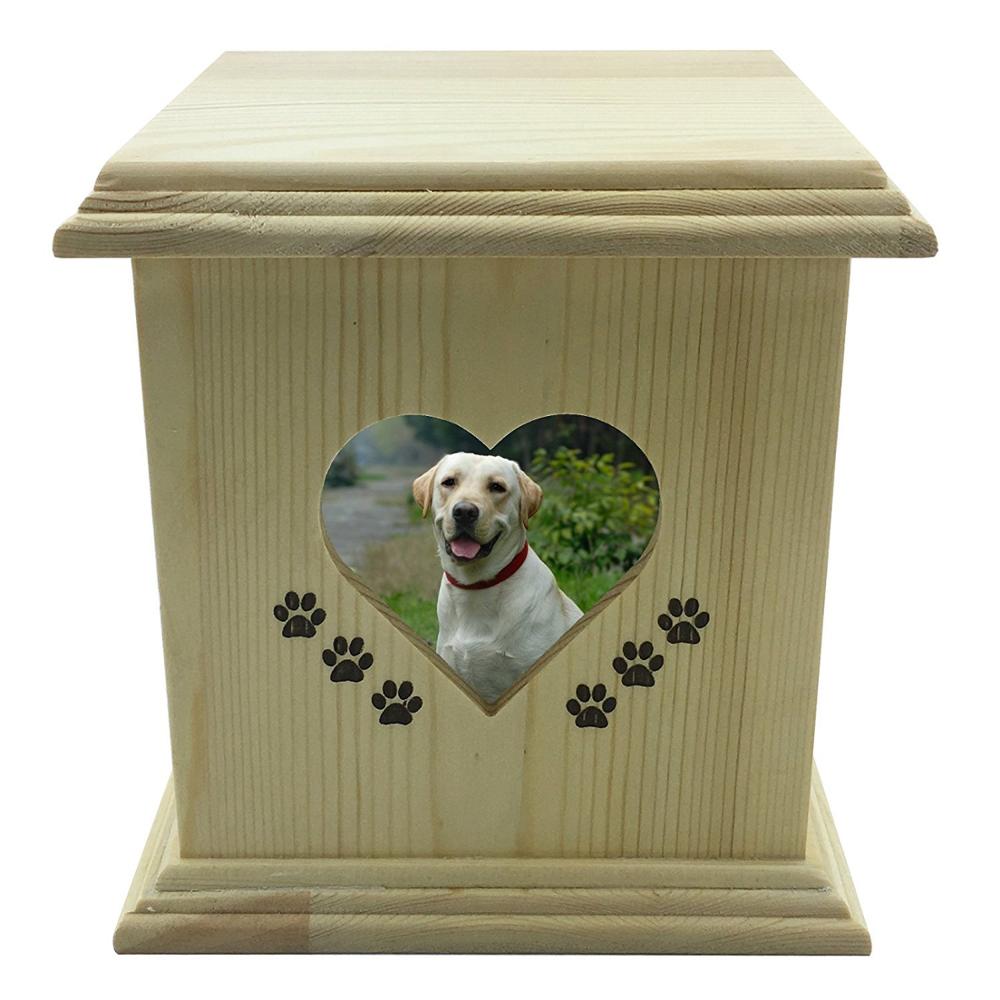 Handmade really wood Wooden Pet dog cat Urns Photo Pet Memorial Urn Casket For Ashes