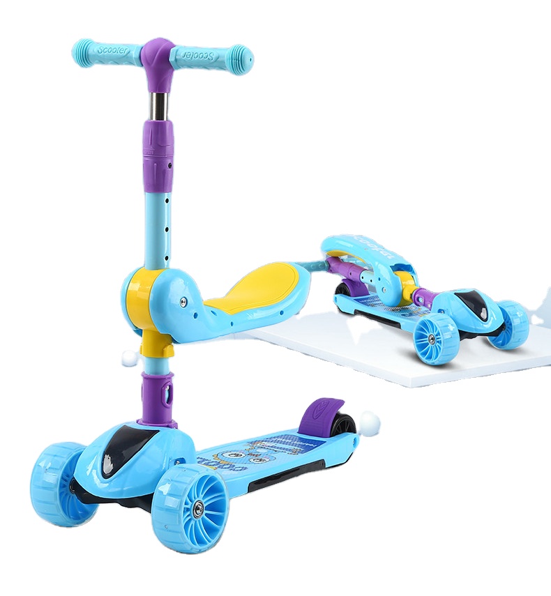 2021 hot sale height-adjustable easy-folding children's scooter, easy to carry children's scooter with light and music