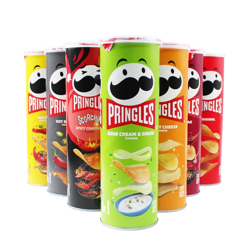 Pringle 110 г, консервированные воздушные продукты, закуски, картофельные чипсы, экзотические закуски, картофельные чипсы