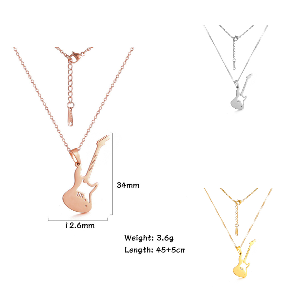 New Design Musical Guitar Pendant Gold Plated Music Charm Guitar Pendant Necklace