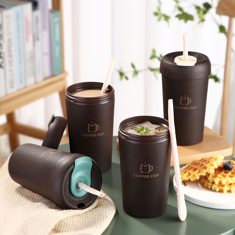 BL202258C-380ml 13OZ с бесплатной соломинкой, натуральная, Экологически чистая, оптовая продажа, на заказ, многоразовая, переработанная, биоразлагаемая, молотый кофе