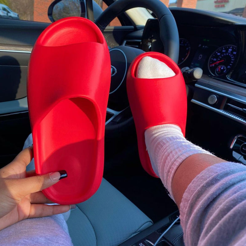 Летние Тапочки Yezzy Yeezy мужские, уличные тапочки красного цвета Yeezy, 2021