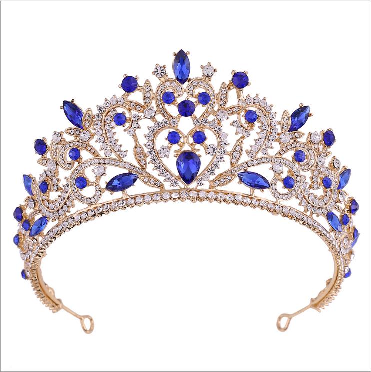 European-style luxury bride The baroque crystal Crown earrings suit combination HA-448
