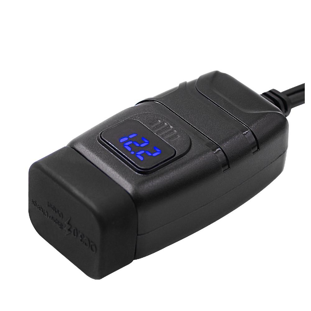 Водонепроницаемый двойной QC 3,0 Быстрая зарядка с вольтметр 12V для мотоциклов