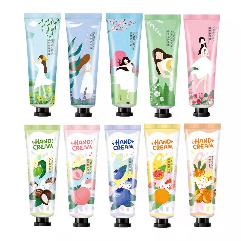 Self-owned brand 30G hot selling natural organic whitening and moisturizing machine fruity flower fragrance hand cream