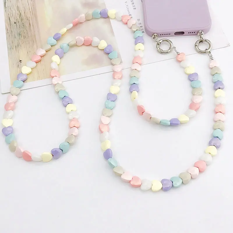 Boho Style Diagonal Chain Bag Shoulder Strap Lanyards Long Beads Anti-lost Phone Chain