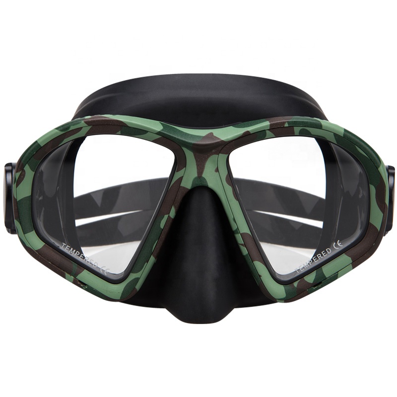 Camo frame Tempered lens 85cc low volume freedive snorkling scuba diving mask