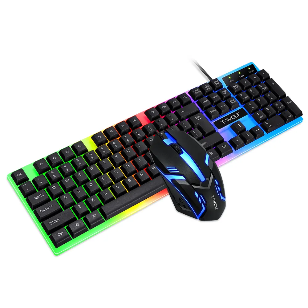 Original Design TF230 RGB Gaming Set LED Back Light 104 Keys Keyboard and Mouse for Gaming Office Factory Price Gaming Combo