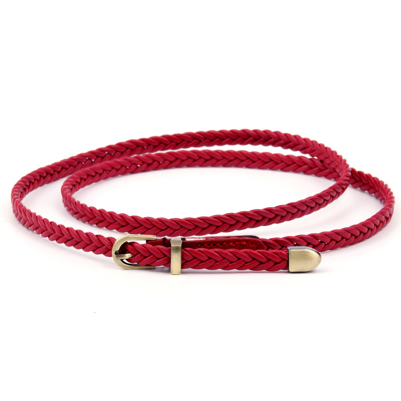 High Quality Alloy Buckle Multi Colors Elastic Tiny Belt Ceinture Braided PU Belt for Unisex
