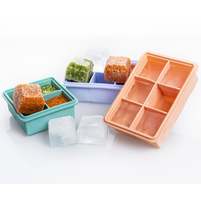 4 6 8 small household DIY soft silicone ice cube tray mold with lid