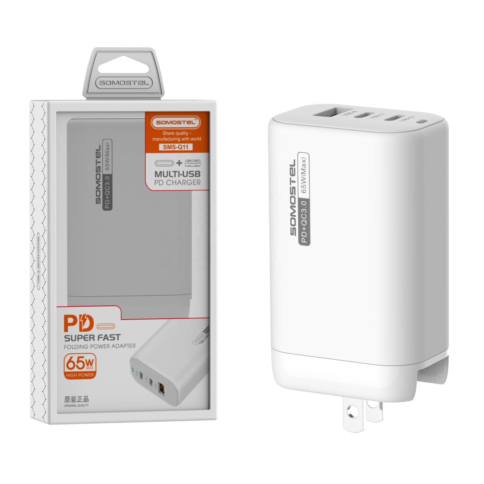 Somostel SMS-Q11 65W PD Chargers Adaptador QC3.0 Fast Charger cargadores para celulares