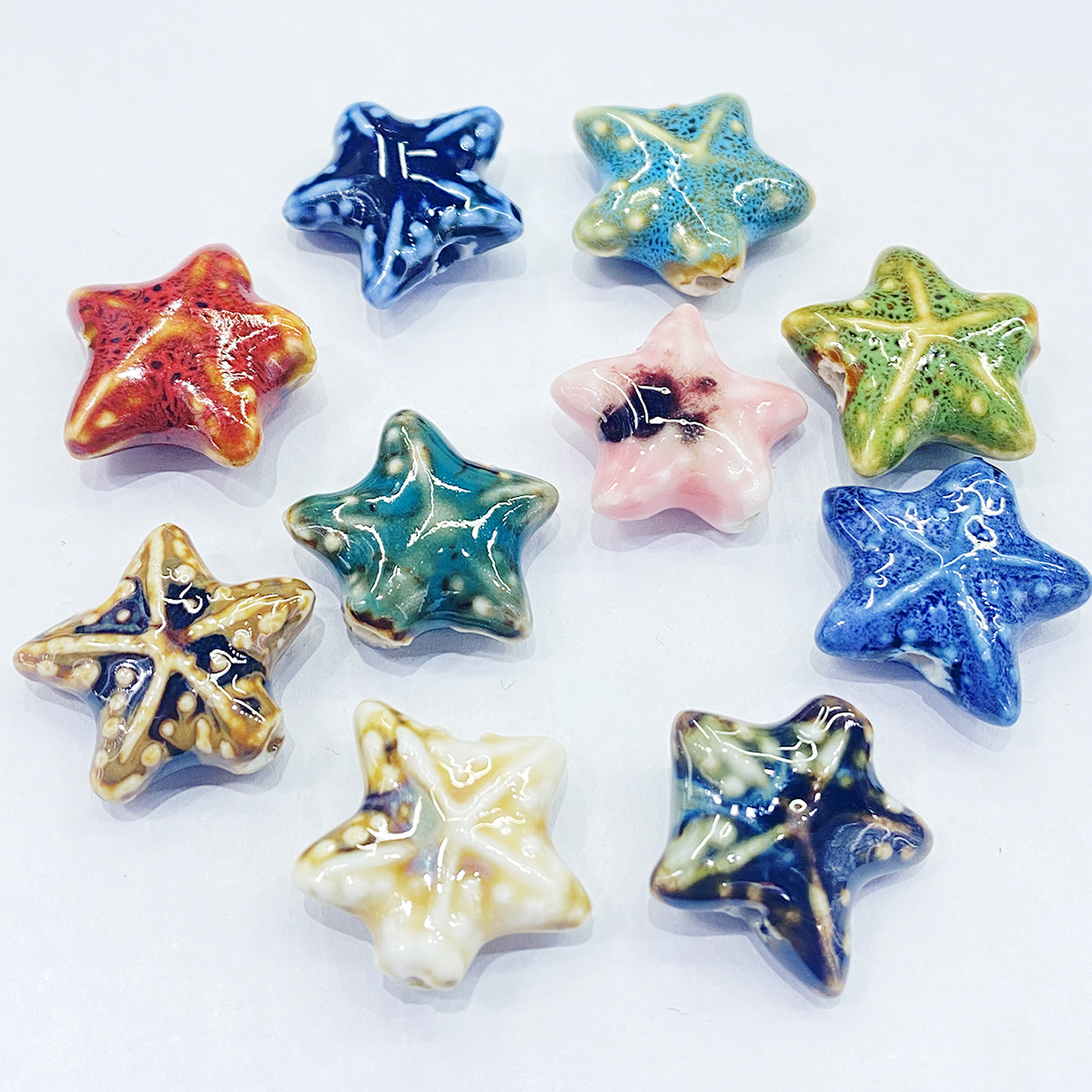 Lan Guang Crystal Clay & Porcelain Starfish Shape Ceramic Bead Charms for Jewelry Making DIY Ceramic Beads in Bulk