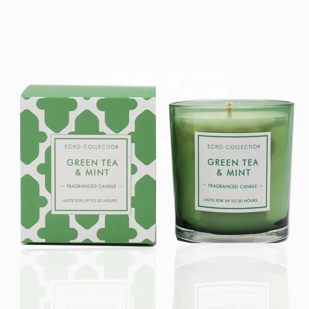 Luxury Scented soy wax candle with gift box -GREEN TEA & MINT