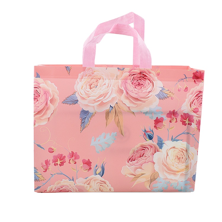 Cheap stock retail rose welded seam non woven tote shopping gift bags