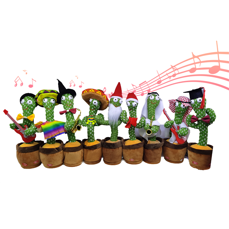 Cute Stuffed Flowerpot Twisting Electric Dance Cactus Stuffed Talking Singing Music LED Lighting Dancing Cactus Plush Toy