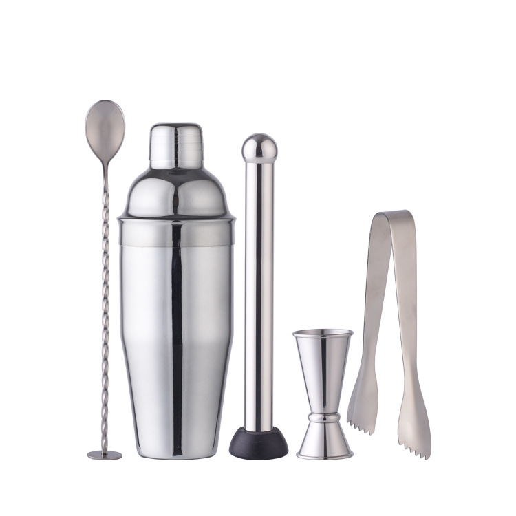 Top Seller Cocktail Shaker Set cocktail shaker bar tool Home bottle shaker Set With Sleek Bamboo Stand