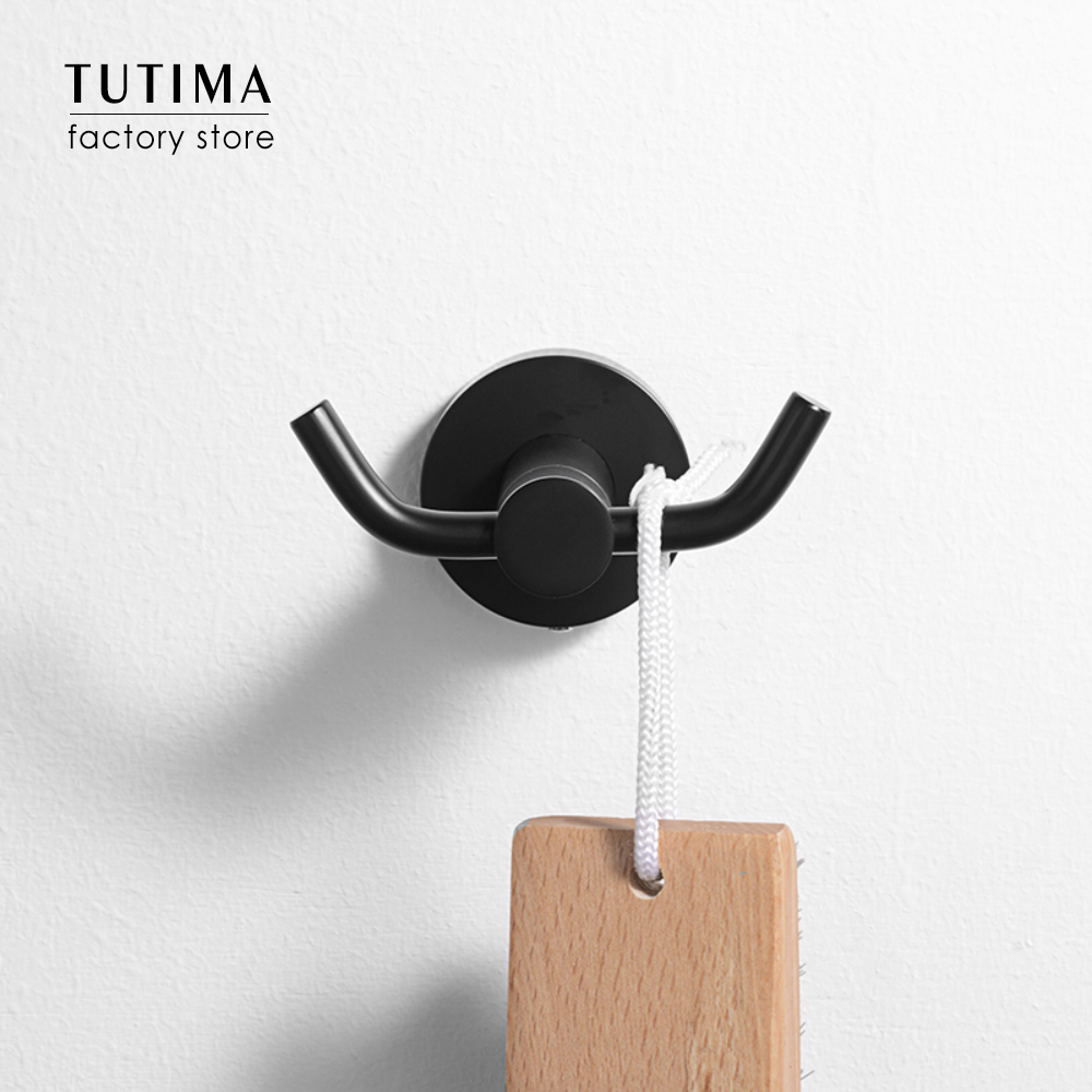 TUTIMA 304 Stainless steel Bathroom Black Double hook Toilet Hardware Accessories Amazon Wayfair Hot Hotel OEM ODM