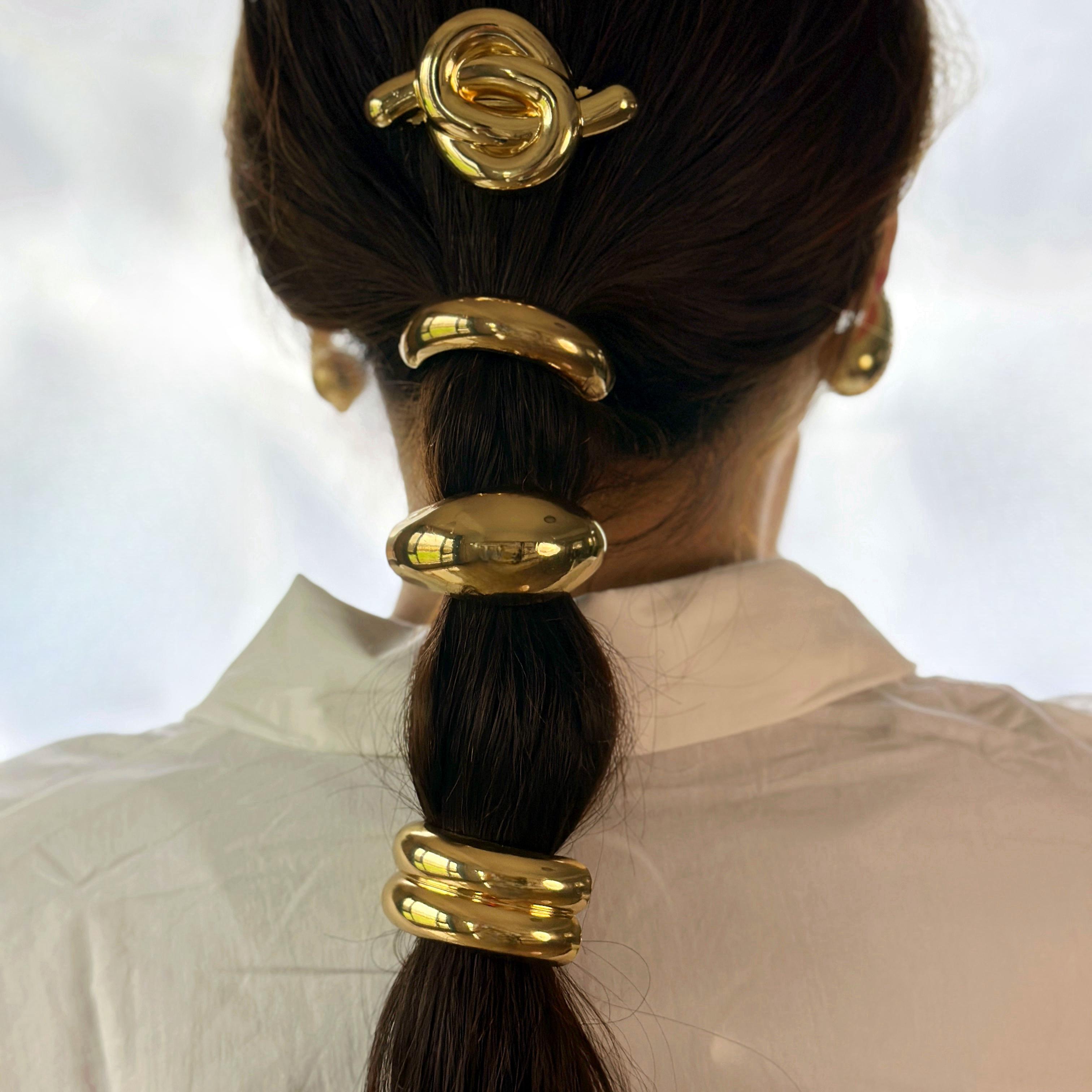 Ins Popular Simple Smooth Metal Rubber Elastic Hair Bands Ponytail Cuffs Hair Ties Jewelry Hair Rope Accessories Women Girls