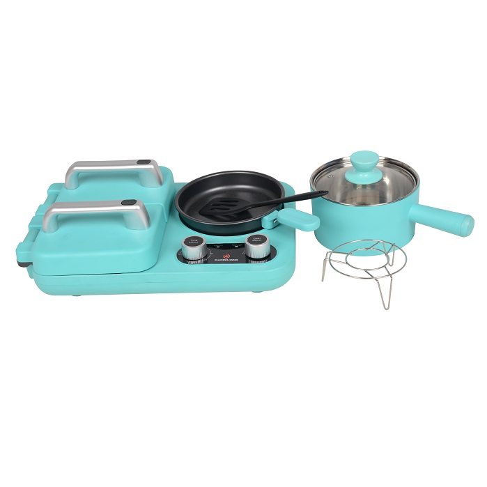 4-in-1 Household Multifunctional Breakfast Maker Machine, Family Breakfast Center Station with Sandwich Maker, Frying Pan, Boile